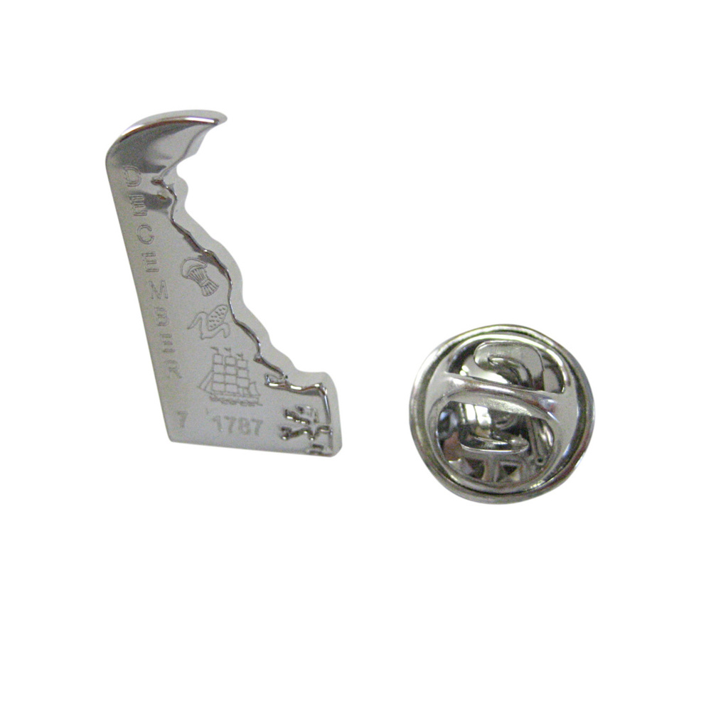 Delaware State Map Shape And Flag Design Lapel Pin - image 1
